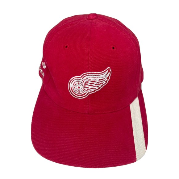 Vintage NHL Detroit Red Wings Sports Specialties Bauer Red Baseball Cap Hat VTG - Picture 1 of 8